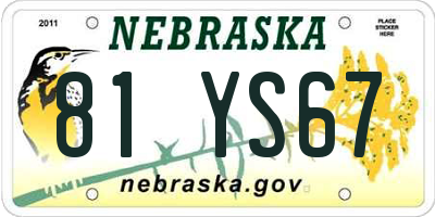 NE license plate 81YS67