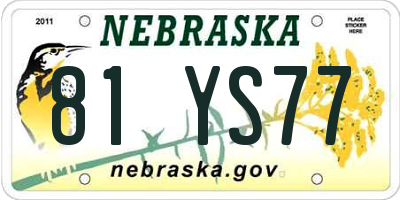 NE license plate 81YS77