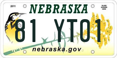 NE license plate 81YT01