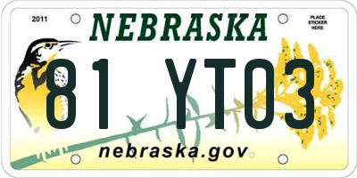 NE license plate 81YT03