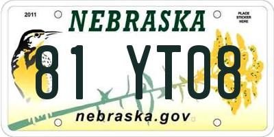 NE license plate 81YT08