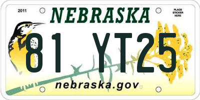 NE license plate 81YT25