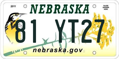 NE license plate 81YT27