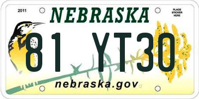 NE license plate 81YT30