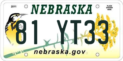 NE license plate 81YT33
