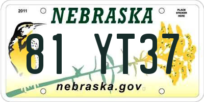 NE license plate 81YT37