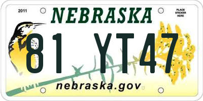 NE license plate 81YT47