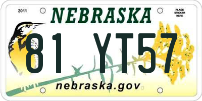 NE license plate 81YT57