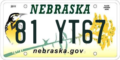 NE license plate 81YT67