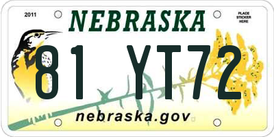 NE license plate 81YT72
