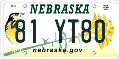 NE license plate 81YT80