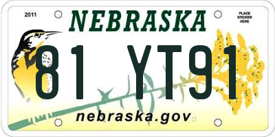 NE license plate 81YT91
