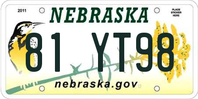 NE license plate 81YT98