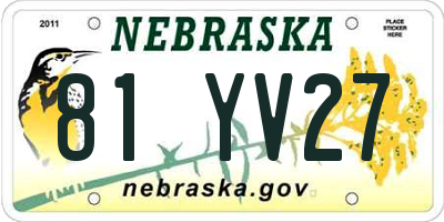 NE license plate 81YV27