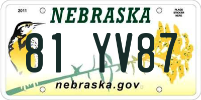 NE license plate 81YV87