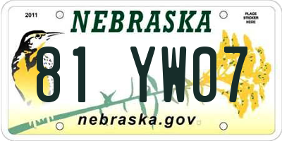 NE license plate 81YW07