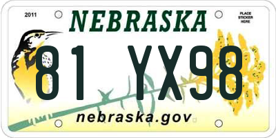 NE license plate 81YX98
