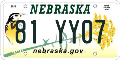 NE license plate 81YY07
