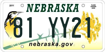 NE license plate 81YY21