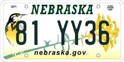 NE license plate 81YY36