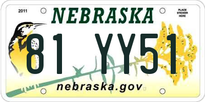 NE license plate 81YY51