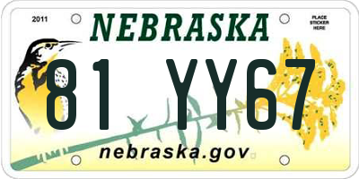 NE license plate 81YY67