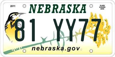 NE license plate 81YY77