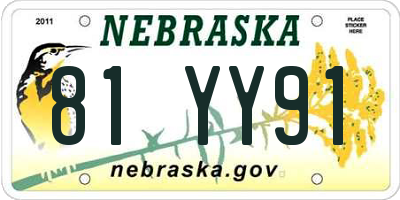 NE license plate 81YY91