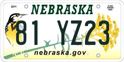 NE license plate 81YZ23