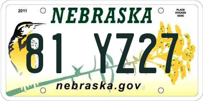 NE license plate 81YZ27