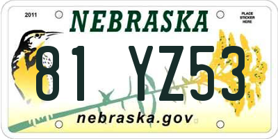 NE license plate 81YZ53