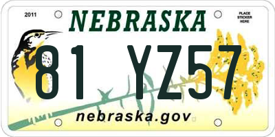 NE license plate 81YZ57