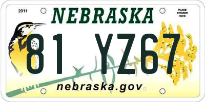 NE license plate 81YZ67