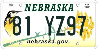 NE license plate 81YZ97