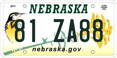 NE license plate 81ZA88