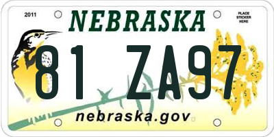 NE license plate 81ZA97