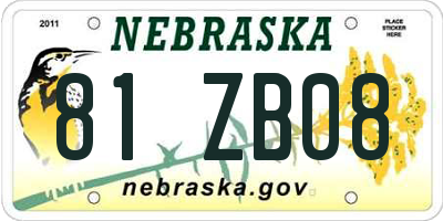 NE license plate 81ZB08