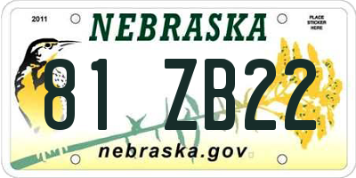 NE license plate 81ZB22