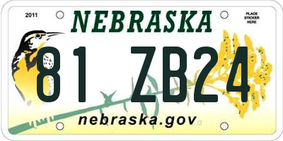 NE license plate 81ZB24