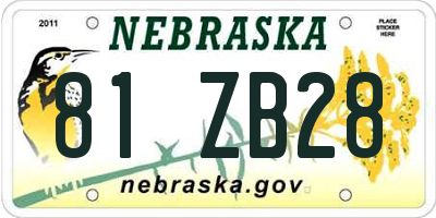 NE license plate 81ZB28