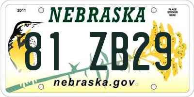 NE license plate 81ZB29