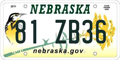 NE license plate 81ZB36