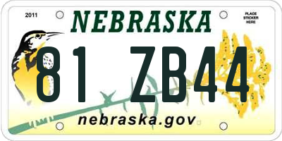 NE license plate 81ZB44