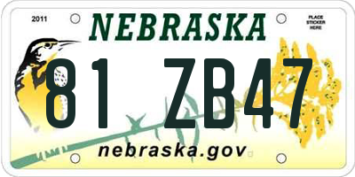 NE license plate 81ZB47