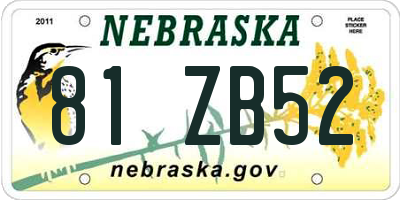 NE license plate 81ZB52