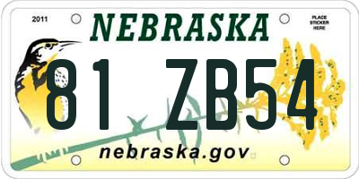 NE license plate 81ZB54