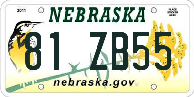 NE license plate 81ZB55