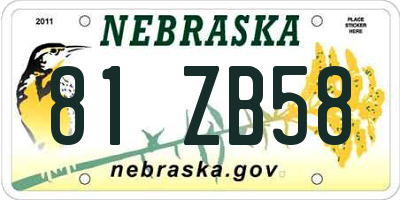 NE license plate 81ZB58