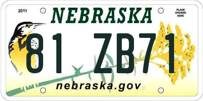 NE license plate 81ZB71