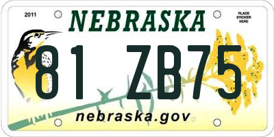 NE license plate 81ZB75